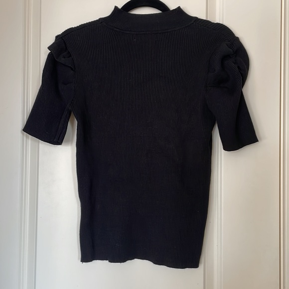 Luc-ce Puff Sleeve Short Sleeve High Neck Knit Top Sweater (La Maison Simons) - Picture 4 of 5